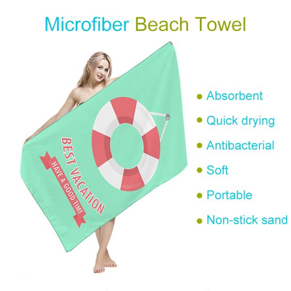 Digital Printed Quick Dry Beach Towel , Travel Beach Towel Promotional Large Thick