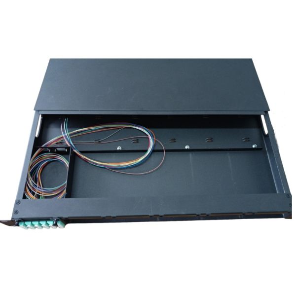 Fiber Optic Equipment Patch Panel Cassette Module MPO Rack 1u 144 Core Upc/APC Black