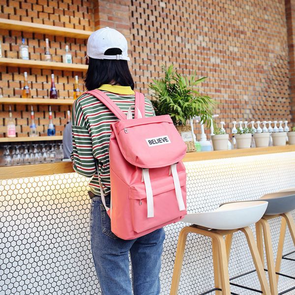 New Korean version of personality letter backpack large capacity burden reduction waterproof multi-purpose bag