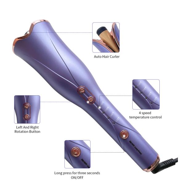 Purple FCC Certification 280mm Hair Curling Iron For Thick Hair