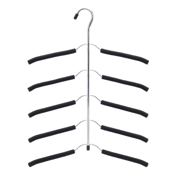 5 Layers Chrome Wire Hangers , Black Stainless Steel Coat Hangers