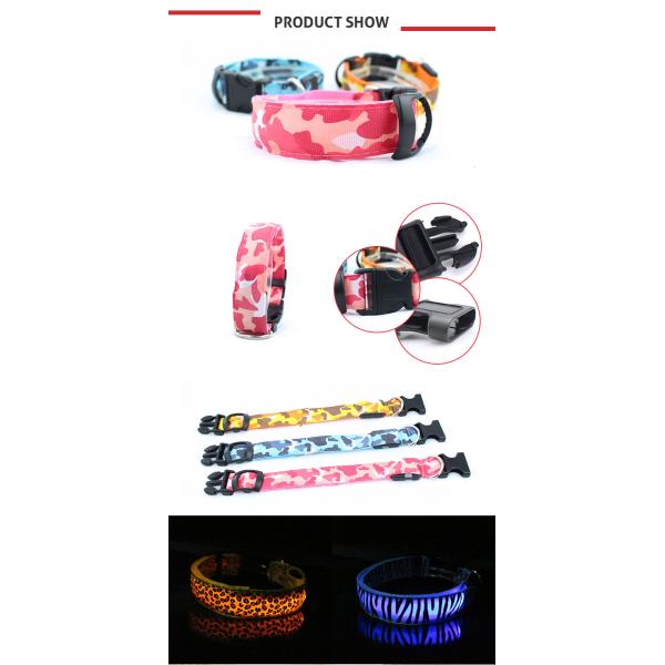 Flashing Light Up LED Dog Collar / OEM Illuminated Dog Collar Leash