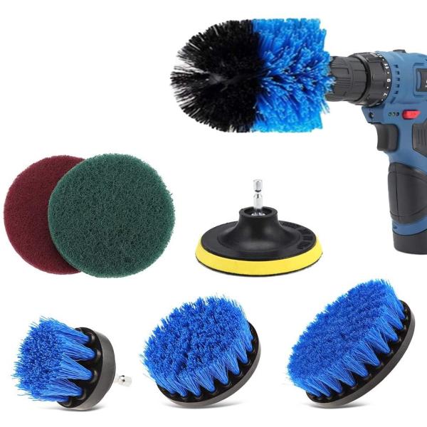 7pcs Drill Brush Scouring Pad Attachments for Bathroom Kitchen Cleaning