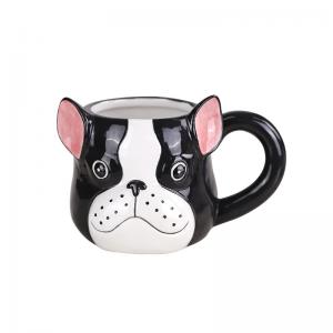China Redeco Customized Hand Painted Cute Dog Mug 3d Animal Face Cup Ceramic Mug For Drinking Coffee Water Tea Milk on sale
