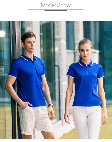 Popular 100 Polyester Custom Work Polo Shirts Easy Cleaning With Knitted Collar