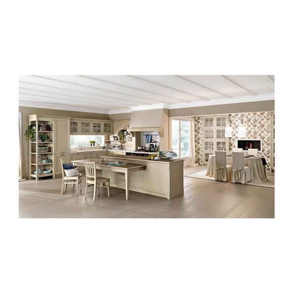 1.5cm Panel Contrasting Classic White Kitchen Island And Cabinets For Cooking And Storage