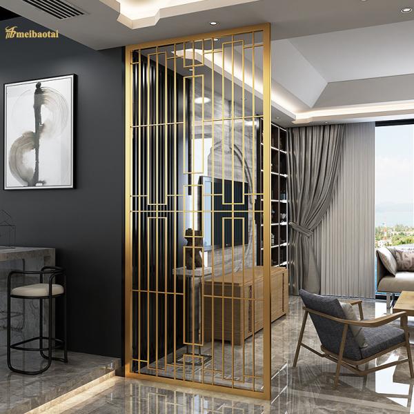 Golden Hairline Color Stainless Steel Screen Decoration Room Divider