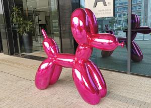 China Modern Art Hot Pink Balloon Dog Resin Outdoor Fiberglass Sculpture on sale