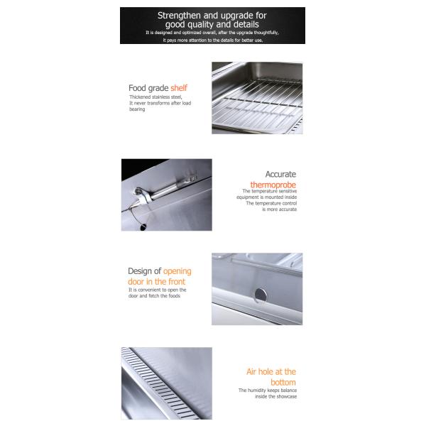 Commercial Kitchen Fried Chicken Food Display Warmer 1220*760*850mm Hot Food Showcase