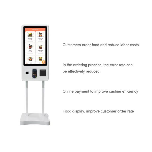 Floor Standing Touch Screen Self Ordering Payment Terminal Kiosk POS System 32" Black Color For Gas Station