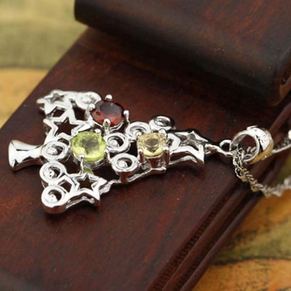 925 Silver Chain Christmas Tree Pendant Necklace(N12282)