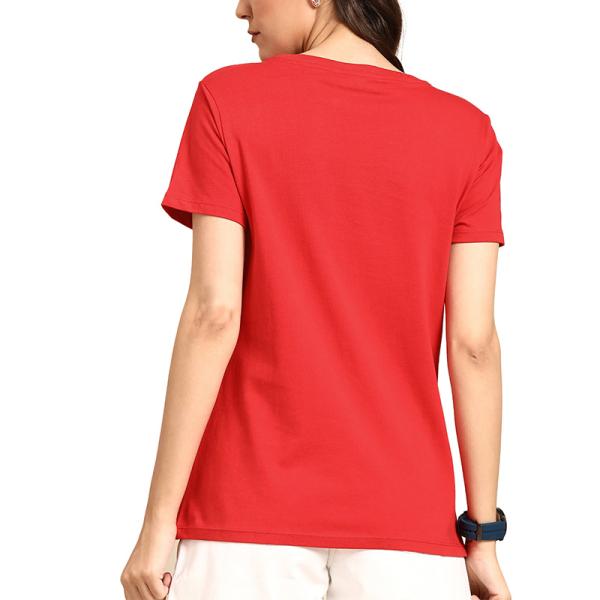 High Quality Red Summer Printed Casual Workout Cotton Ladies Short Sleeve T Shirts