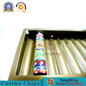 China one Layer Luxury Gold Metal Gambling Casino Chip Tray 300-500Pcs 14g Clay Chips Holder on sale