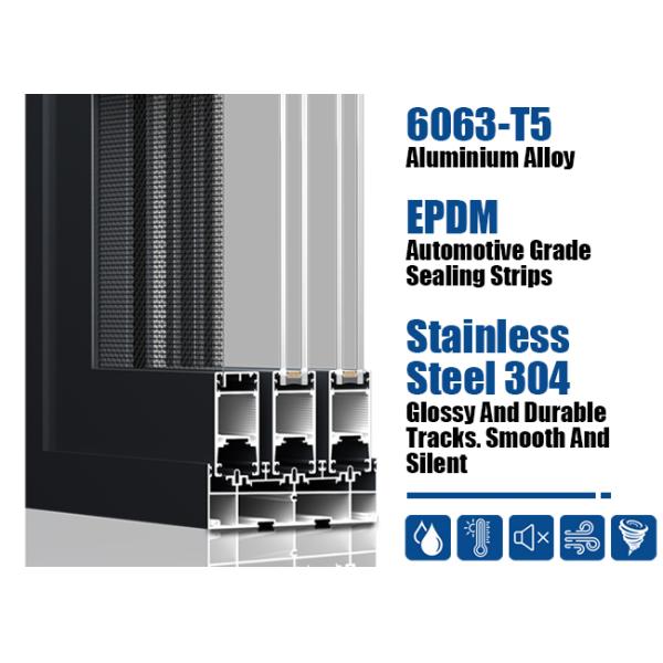 Explosion Proof Heat Insulation Glazing Outside Heavy Duty Aluminium Sliding Doors