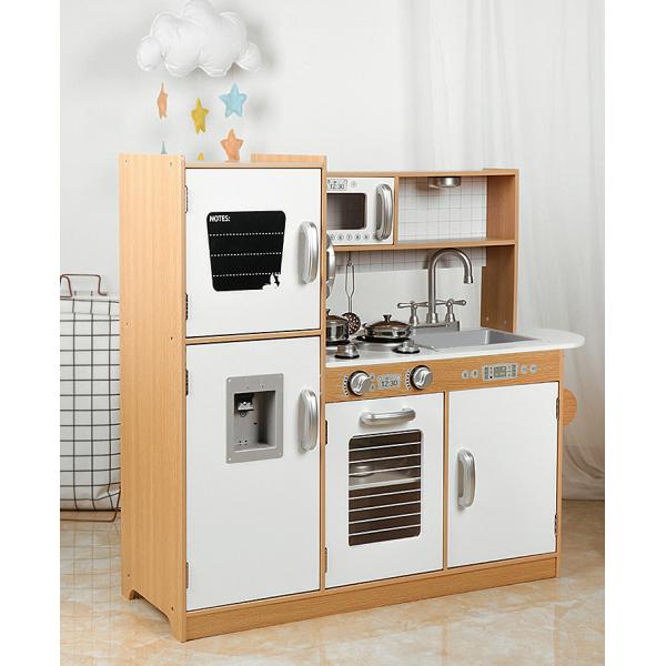 Large 82.5cm Refrigerator Wooden Miniature Kitchen Set Stove White Black