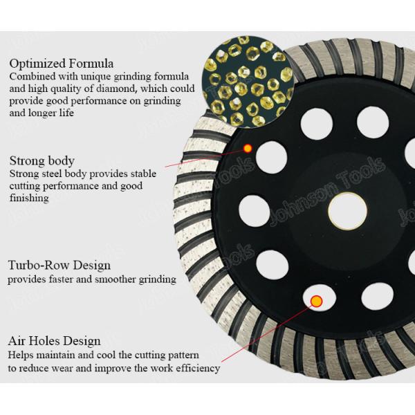 Out Diameter 125mm Turbo Cup Diamond Grinding Wheels Grit # 60/80 For Stone Or Concrete
