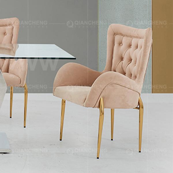 Luxury Velvet OEM SS Dining Chairs Silver Golden Dining Room Furniture