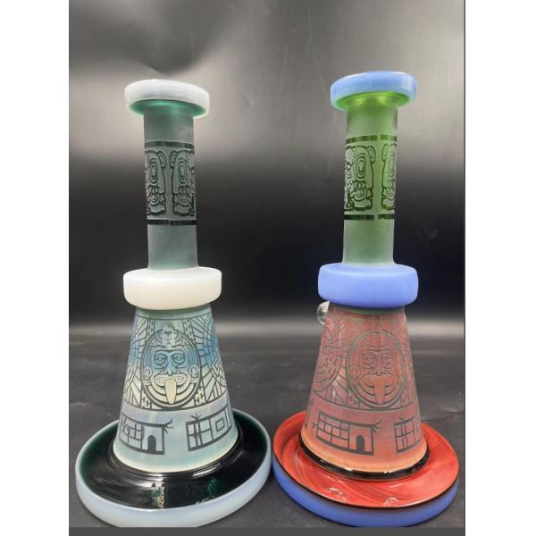 Hand Blown Glass Water Pipes 16 Inch Tall Glass Bong Oem