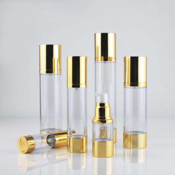 Silver Gold Aluminum Toner Airless Pump Bottle 50ml Frosted Plastic Bottle