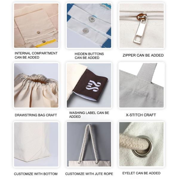 Plain Organic Reusable Shopping Bag Cotton Canvas Tote Bag With Pocket