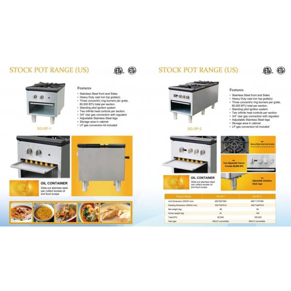 Stainless Steel Commercial Cooking Equipment Countertop Gas Range / Hot Plate Heavy Duty For Restaurant
