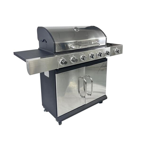 High Pressure Protection Device 6 Burner Gas BBQ Grill with Side Burner Table Cabinet