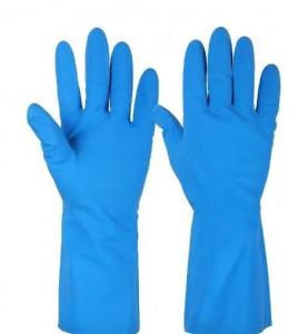 China 13 Mil Blue Nitrile Glove Household Cleaning Chemical Resistant Gloves on sale