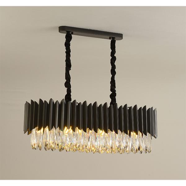 Black Led Chandelier Dining Room Oval Design Creative Kitchen Lamp interior decoration for home(WH-CY-186)