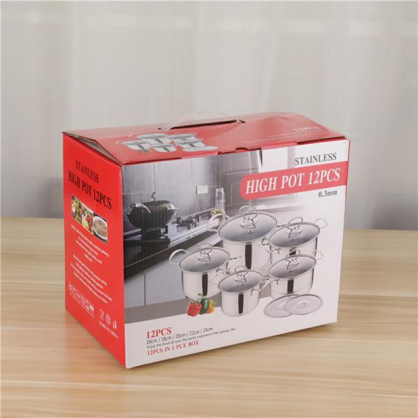 Stainless Steel Kitchenware 12pcs Cookware Set 16/18/20/22/24cm Soup Pot Food Cooking