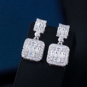 Fashion Wedding Jewelry Earring Full Crystal Rhinestone square Shape Bridal