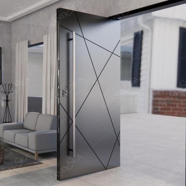 Italian Design Villa Entrance Security Luxury Aluminum Main Front Pivot Porta Modern Entry Wooden Pivot Door