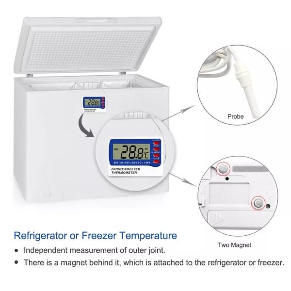 USB Rechargeable Digital Freezer Refrigerator Thermometer For Vaccine Cooler Box