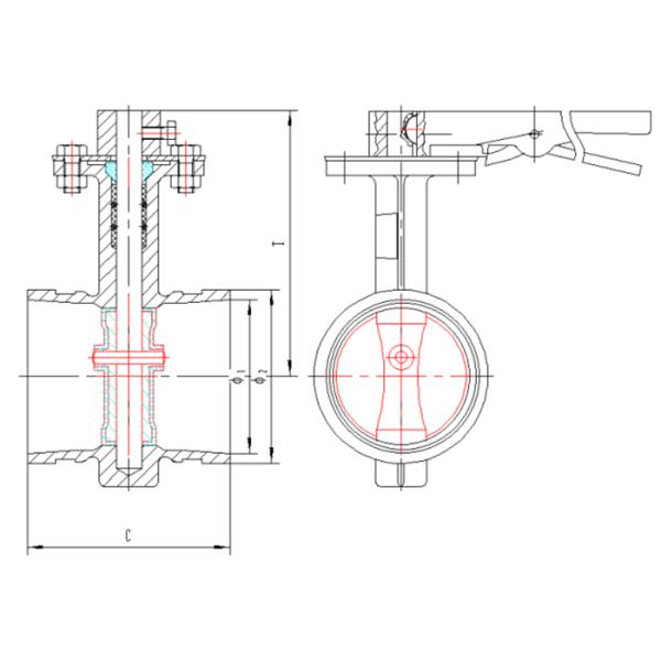 Turbine Groove Butterfly Valve Red Color Fire Protection