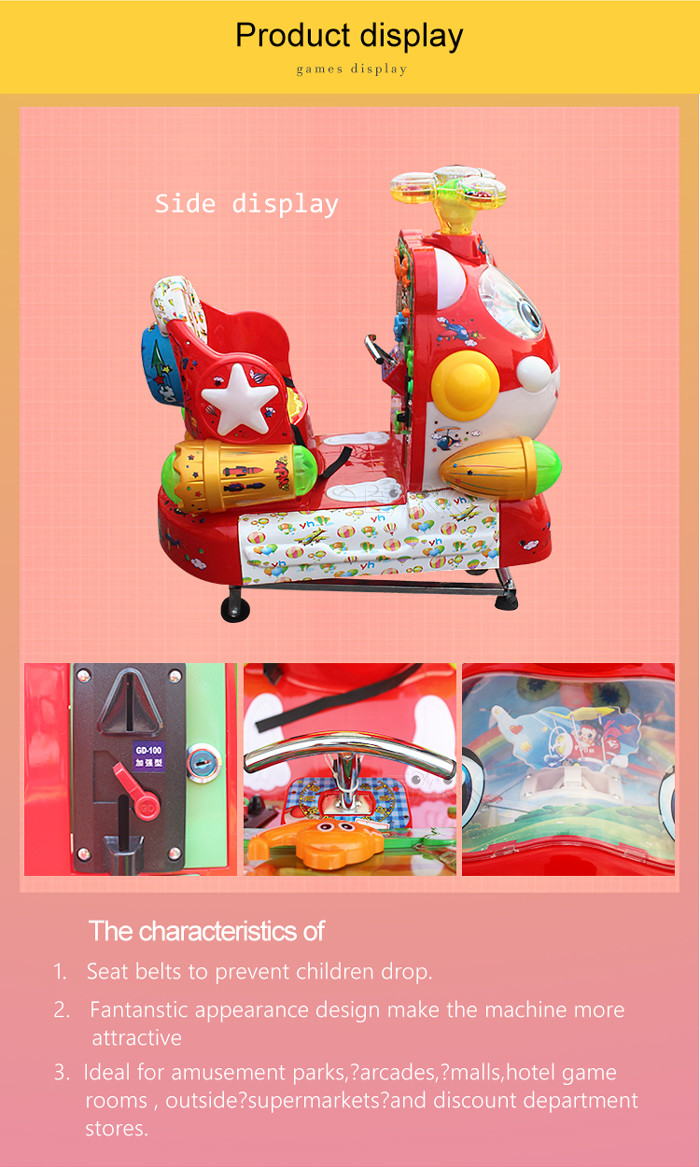 MP3 Play Coin Operated Kiddie Ride Super Wings Swing Machine