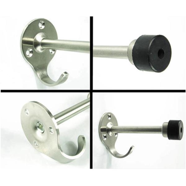Antirust Stainless Steel Interior Door Stops With Cloth Hook Rubber Striker