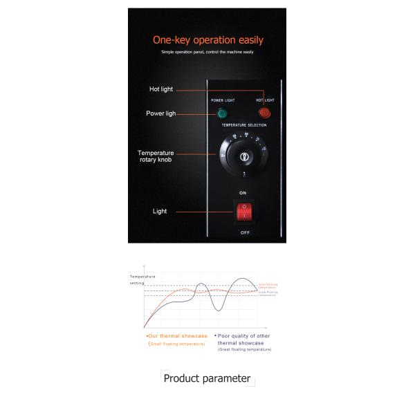 Commercial Kitchen Fried Chicken Food Display Warmer 1220*760*850mm Hot Food Showcase