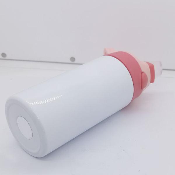 12oz Kids Skinny Tumbler Stainless Steel Sublimation Blank Tumbler With One Click Pop Up Straw And Handle Sublimation Cups For Drinks Rubber Bottoms