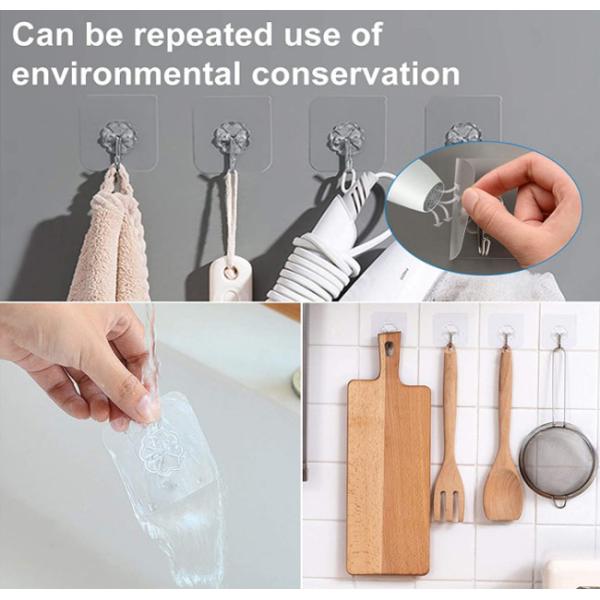 Plastic Heavy Duty Self Adhesive Wall Hooks Sticky Hanging Hooks For Concrete Wall