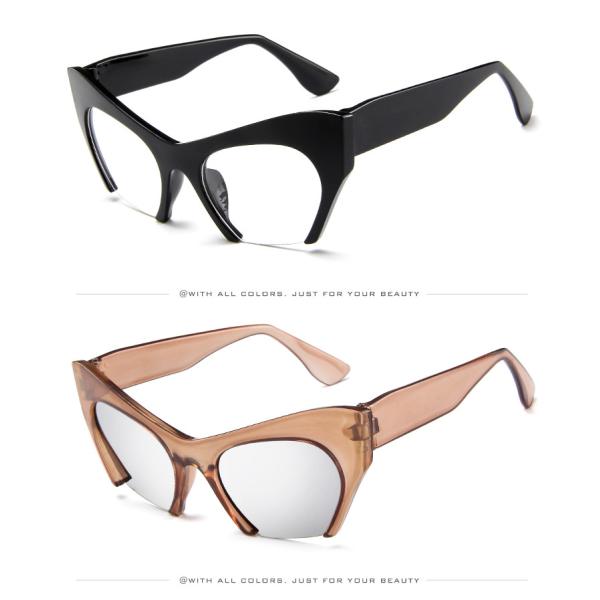 Trendy Fashion Half Frame Cat Eye Women Plastic Hot Sale Sunglasses BSCI