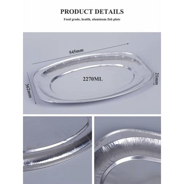 990/1400/2270ml Turkey Fish Grilling Pan Disposable Oval Aluminum Foil Tray Shallow Pan Roast Fish Container