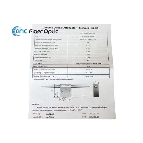 60dB Variable Fiber Optic Attenuator