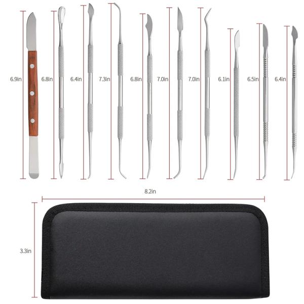 Double-Ended Dental Sculpture Knife Stainless Steel 10pcs/ Set Dental Wax Carving Tools