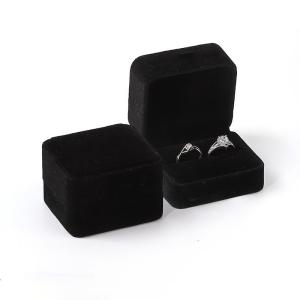 black Square Velvet Jewelry wedding ring packaging Jewellery Box