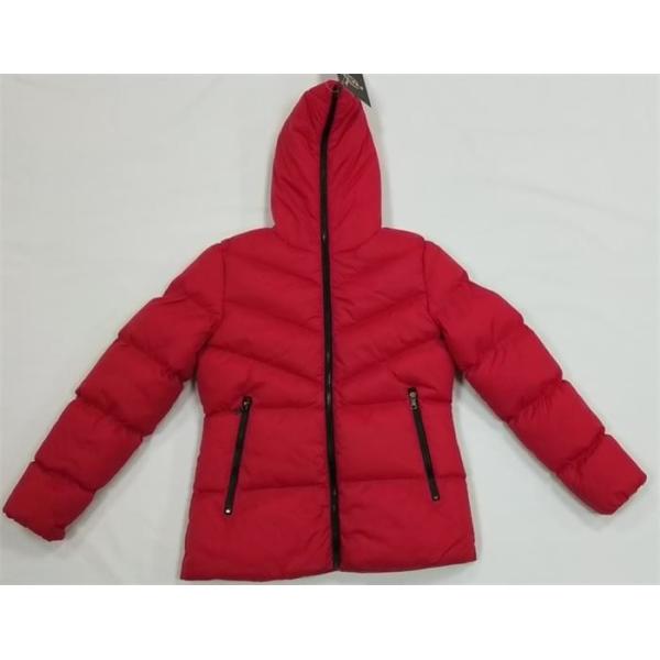 Red Quilted Jacket Womens Puffer Longline Coat Ladies Short Padded Jacket With Hood