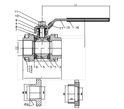 Handle Lock PN40 Two Pieces CF8M CF3M 3 4 Inch Stainless Steel Ball Valve