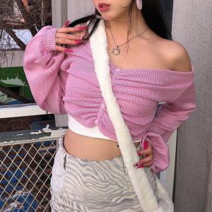 China Autumn Long Sleeve Knitted Crop Top Sweater on sale
