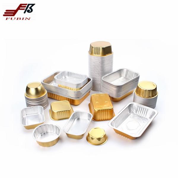 580ml Golden Colored Aluminum Foil Pans With Sealing Lid