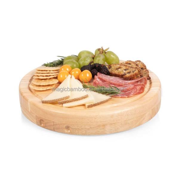 Natural Bamboo Wood Round Charcuterie Board Set Perfect for Chopping and Entertaining