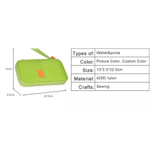 420D Nylon Travel Wallet Passport Holder Document Organizer Custom Acceptable