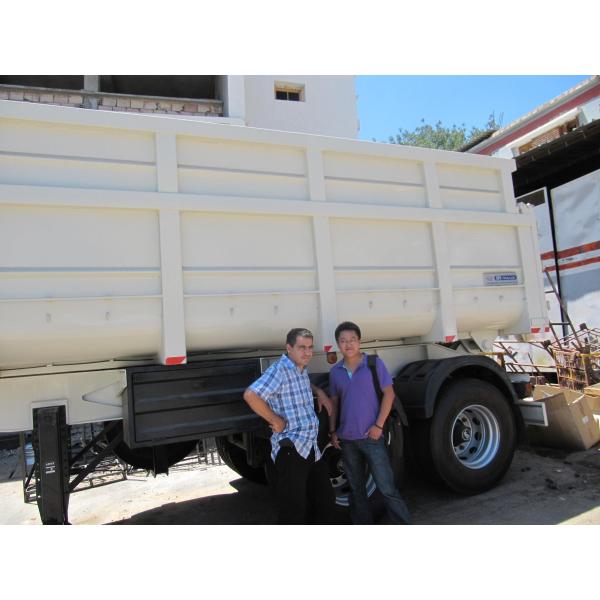 FUWA BPW Axle 27CBM Dump Draw Bar Trailer With 4 Axles Truck Performance